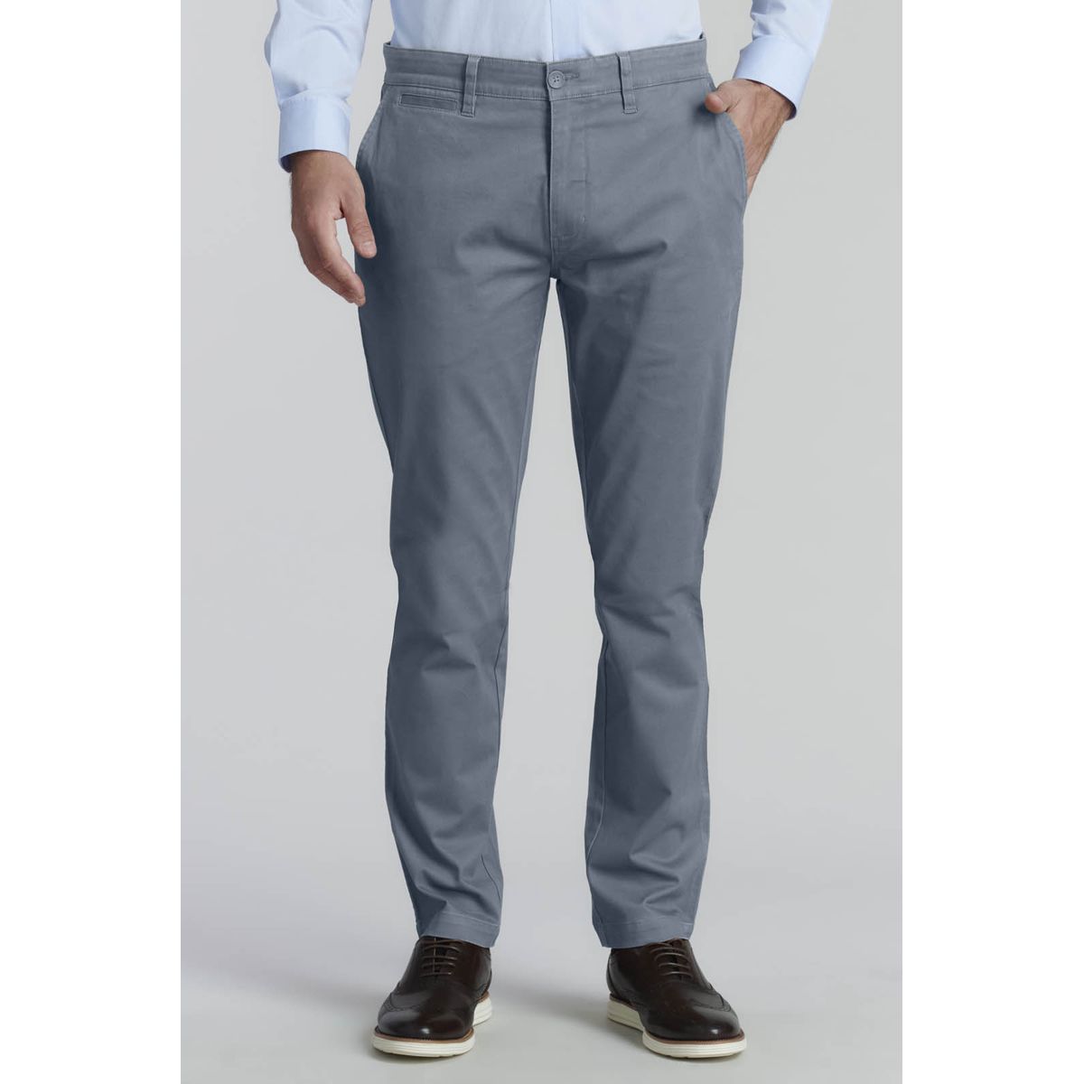 FEROUCH - Pantalón Twill Slim /33 Business Gris Ferouch