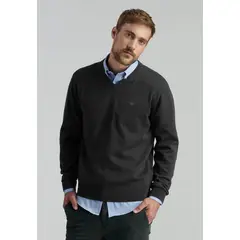 FEROUCH - Sweater V Neck Solido F Smart Casual Negro