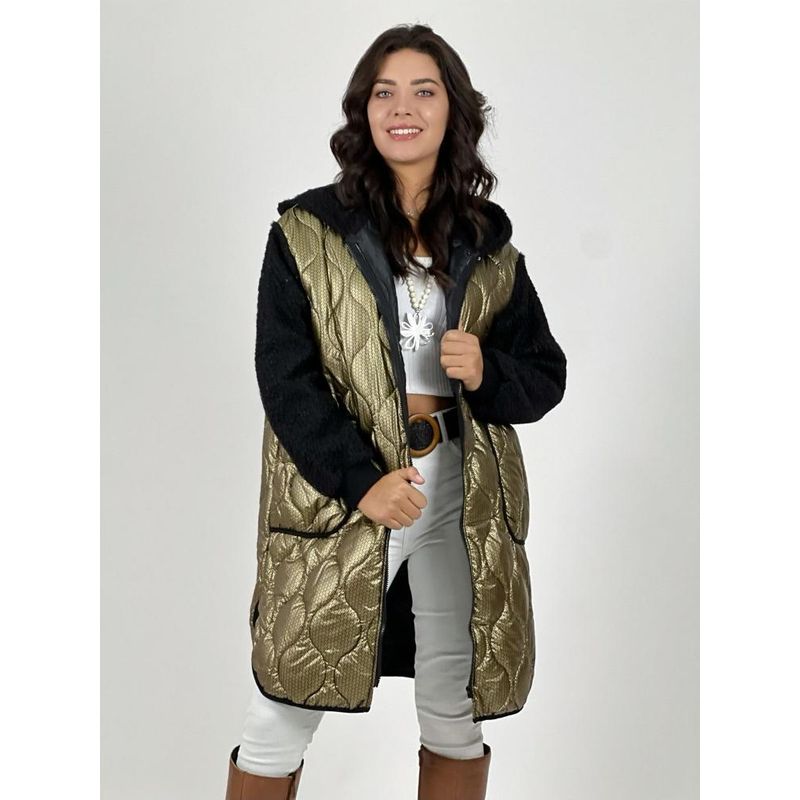 ENIGMATICA BOUTIQUE - Parka Acolchada Metalizada con Chiporro Negro.