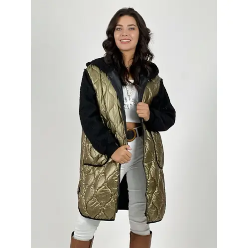 ENIGMATICA BOUTIQUE - Parka Acolchada Metalizada con Chiporro Negro.