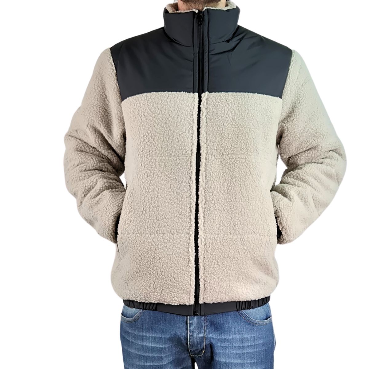 LIKE SHOP - Chaqueta Teddy Hombre Tipo Corderito Gruesa Bolsillos 602