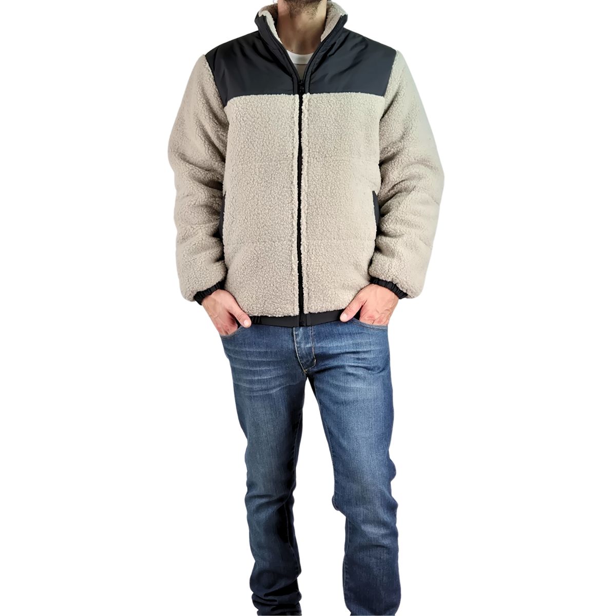 LIKE SHOP - Chaqueta Teddy Hombre Tipo Corderito Gruesa Bolsillos 602