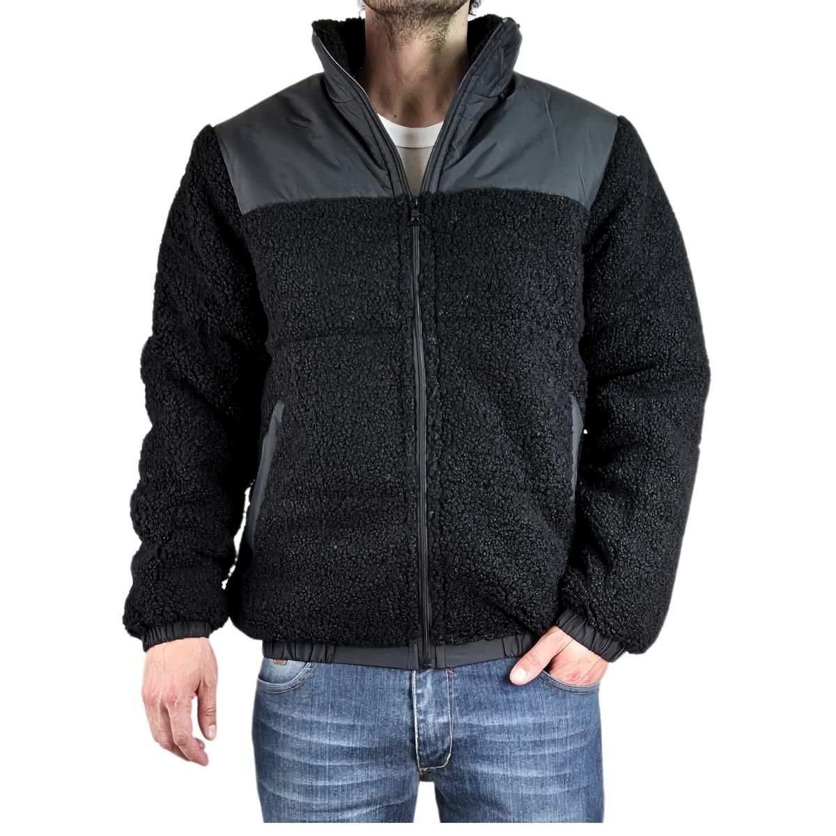 GENERICO - Chaqueta Teddy Hombre Tipo Corderito Gruesa Bolsillos 602