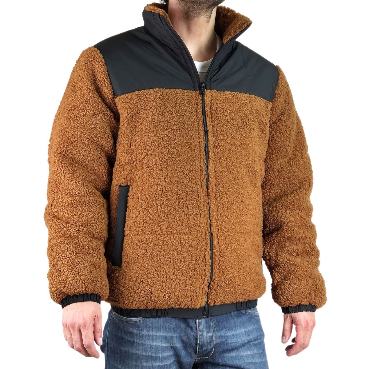 LIKE SHOP - Chaqueta Teddy Hombre Tipo Corderito Gruesa Bolsillos 602
