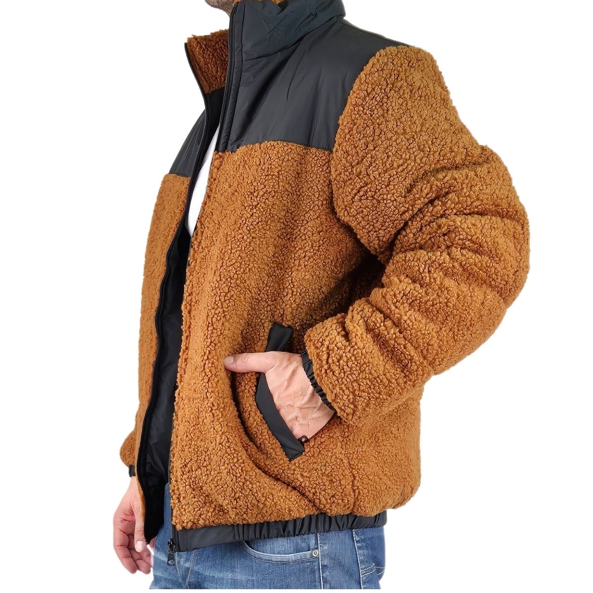 LIKE SHOP - Chaqueta Teddy Hombre Tipo Corderito Gruesa Bolsillos 602