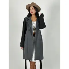 ENIGMATICA BOUTIQUE - Abrigo Paño Diseño Italiano con Cinturón Negro