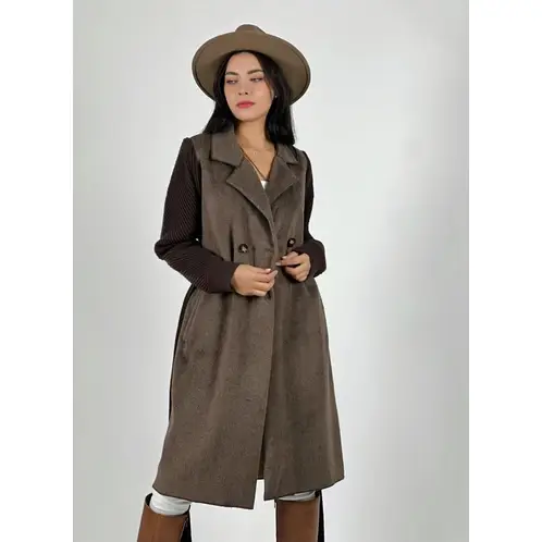 ENIGMATICA BOUTIQUE - Abrigo Paño Diseño Italiano con Cinturón Negro