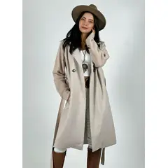 ENIGMATICA BOUTIQUE - Abrigo Paño Diseño Italiano con Cinturón Negro