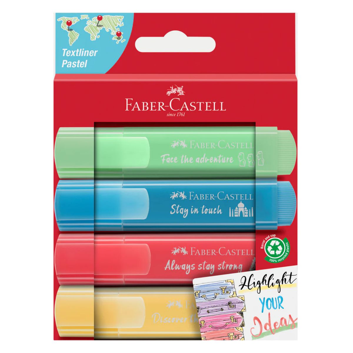 FABER-CASTELL - Destacador Faber-Castell TL 46 Pastel - Viajes (4 Colores)