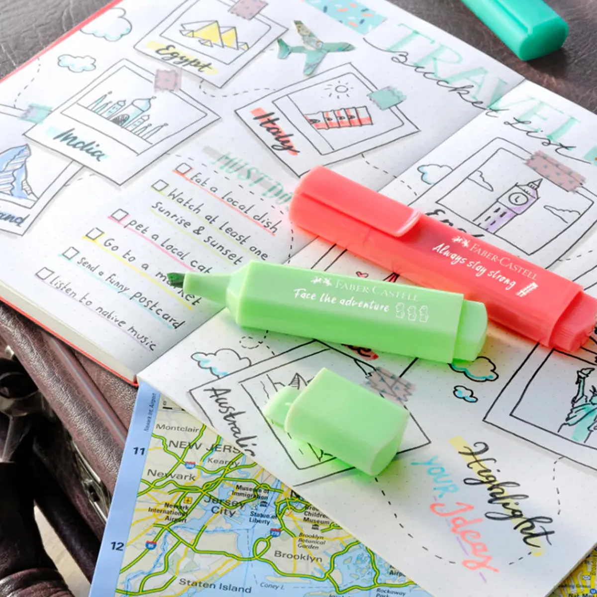 FABER-CASTELL - Destacador Faber-Castell TL 46 Pastel - Viajes (4 Colores)