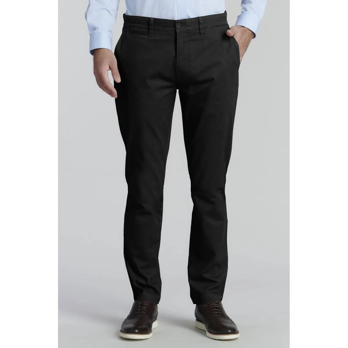 FEROUCH - Pantalón Twill Slim /33 Business Negro Ferouch
