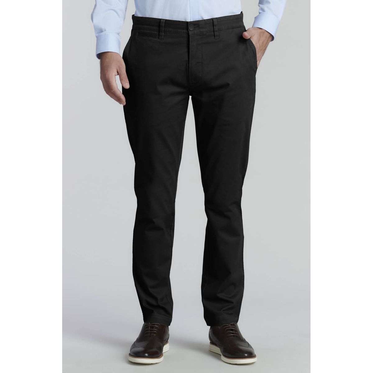 FEROUCH - Pantalón Twill Slim /33 Business Negro Ferouch
