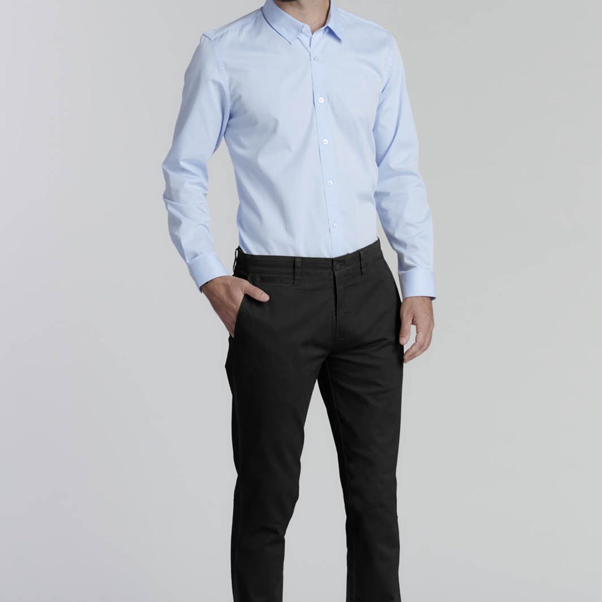 FEROUCH - Pantalón Twill Slim /33 Business Negro Ferouch