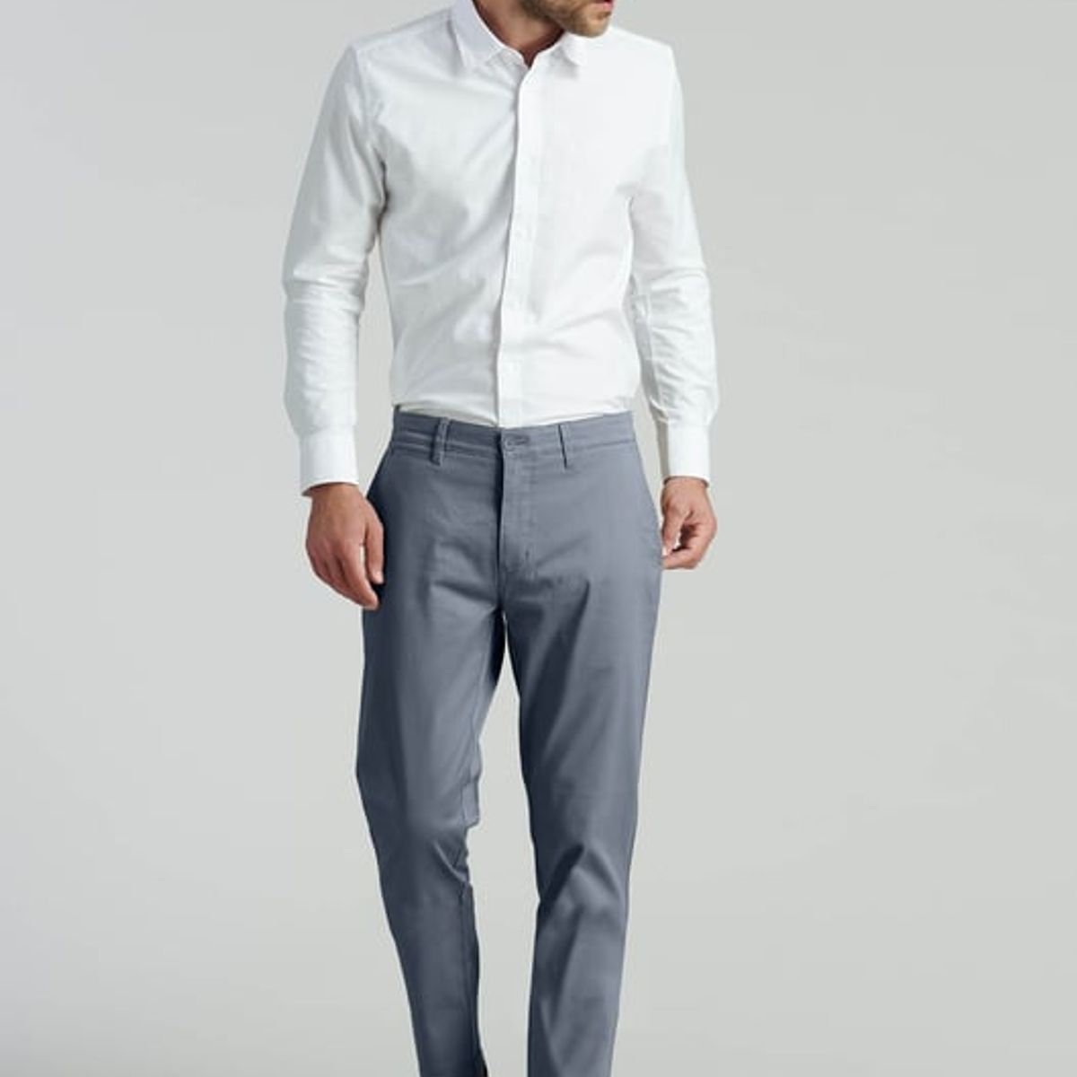 FEROUCH - Pantalón Twill Slim /31 Business Gris Ferouch