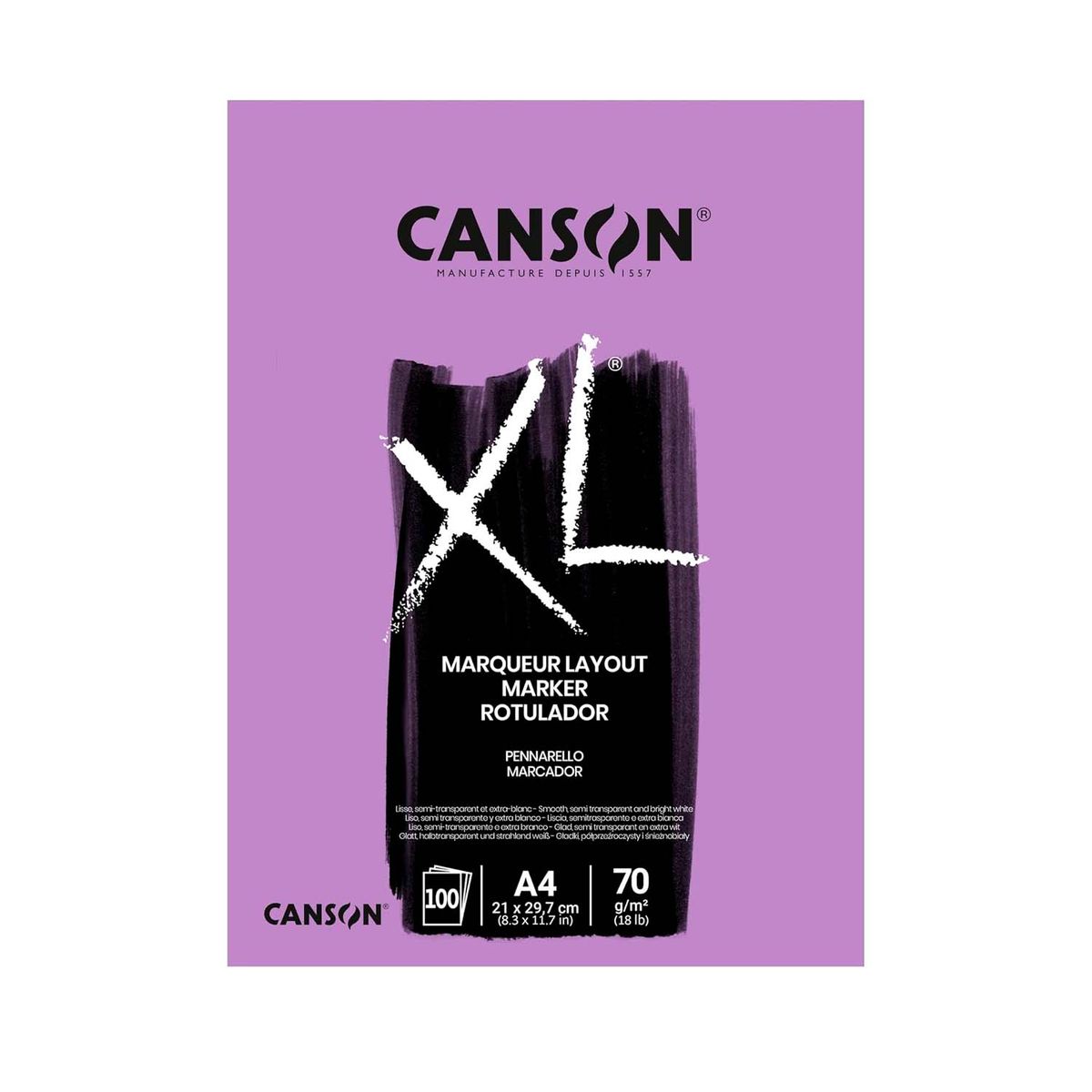 CANSON - Block Canson XL Marker 70gr 100 hjs A4 (21x29.7cm)