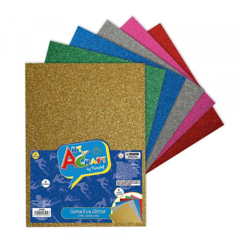 ART AND CRAFT - GOMA EVA GLITTER 20X30 CM 2MM 6 COL ART & CRAF