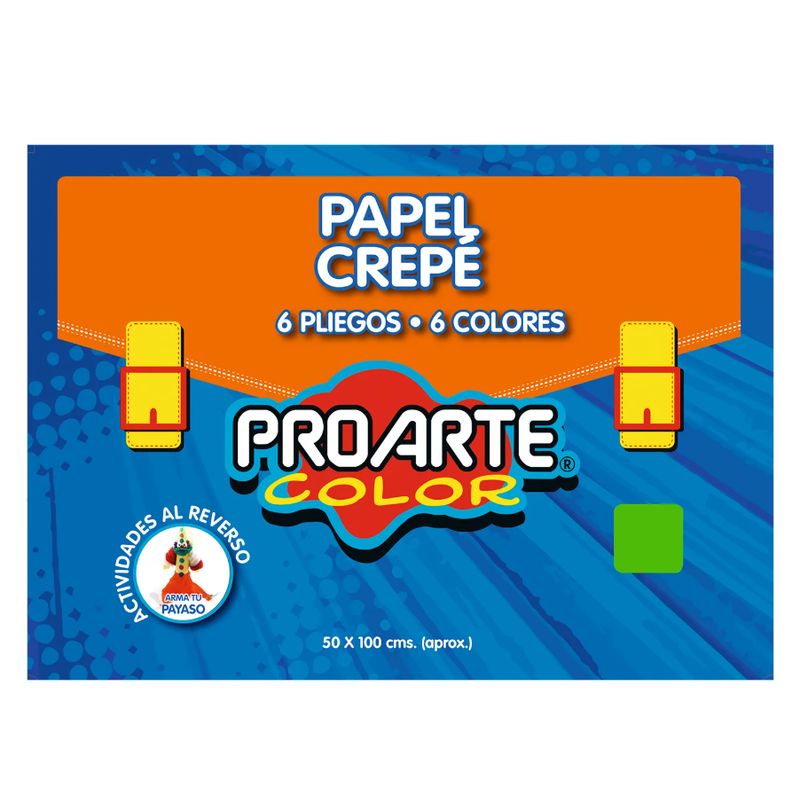 PROARTE - Estuche Sobre Bolsón Papel Crepe 6 hojas 6 Colores 50x100 Proarte