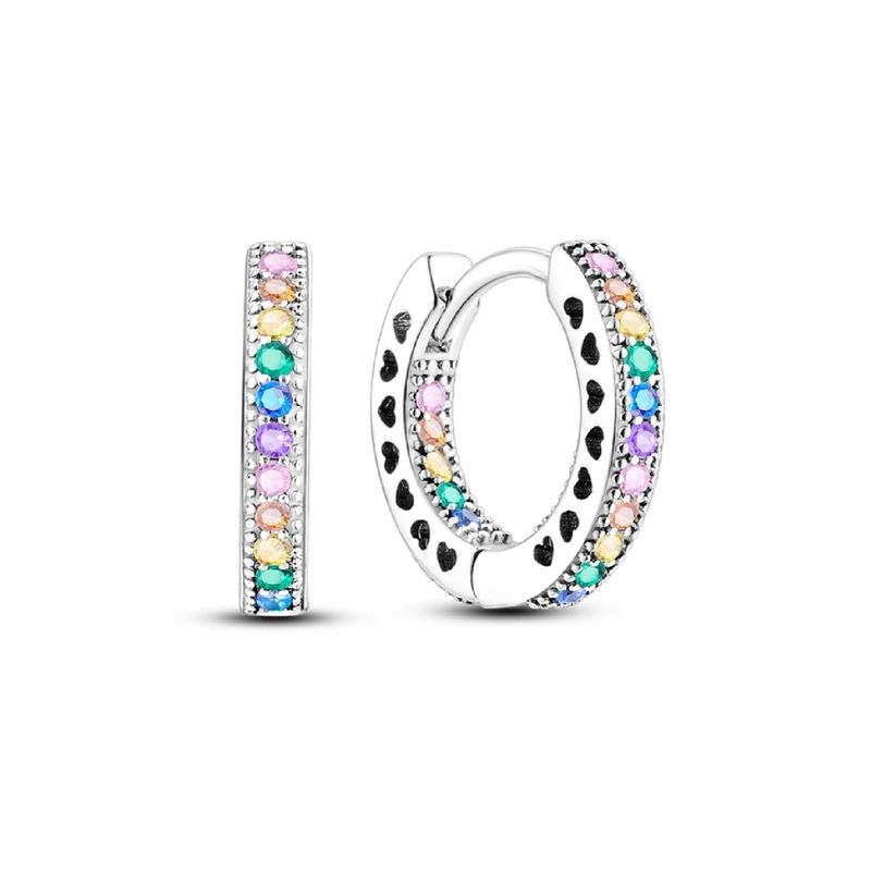 SILVER HEART - Aros Argolla Circones Multicolor en Plata Fina 925 SILVER HEART