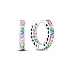 SILVER HEART - Aros Argolla Circones Multicolor en Plata Fina 925
