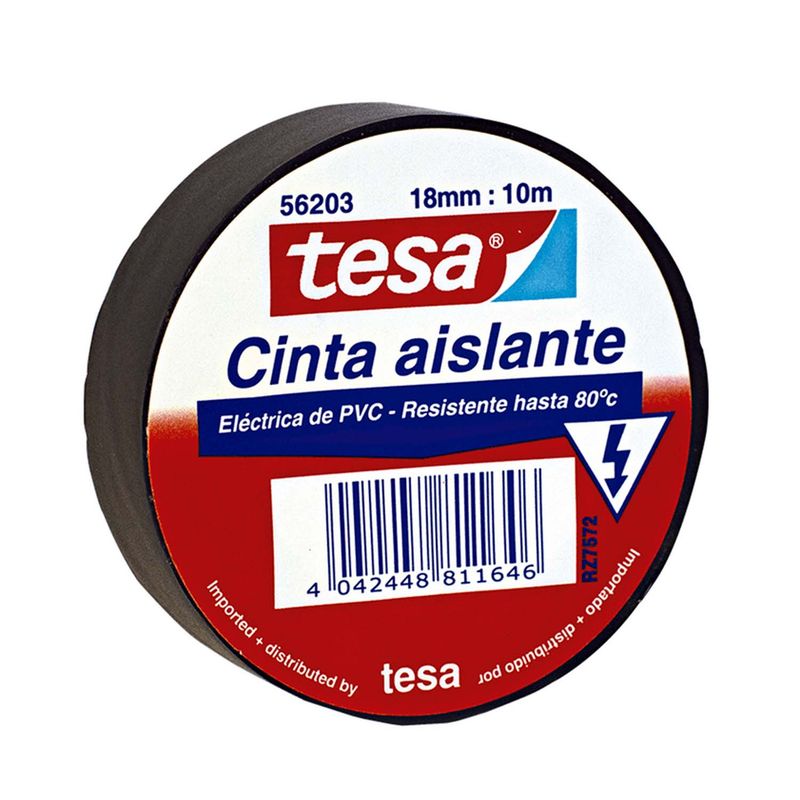 TESA - Cinta Adhesiva Aislante Tesa Negra 18mm x 10mts