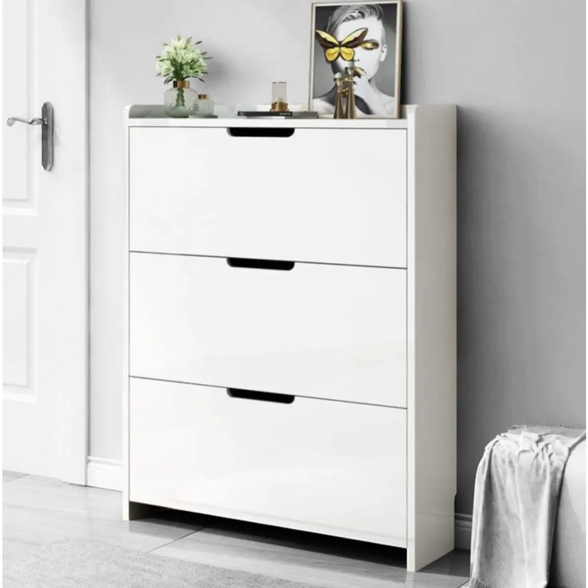 ANGELES DEL HOGAR - Zapatero Organizador Estante Con Puertas Blanco 3 Niveles