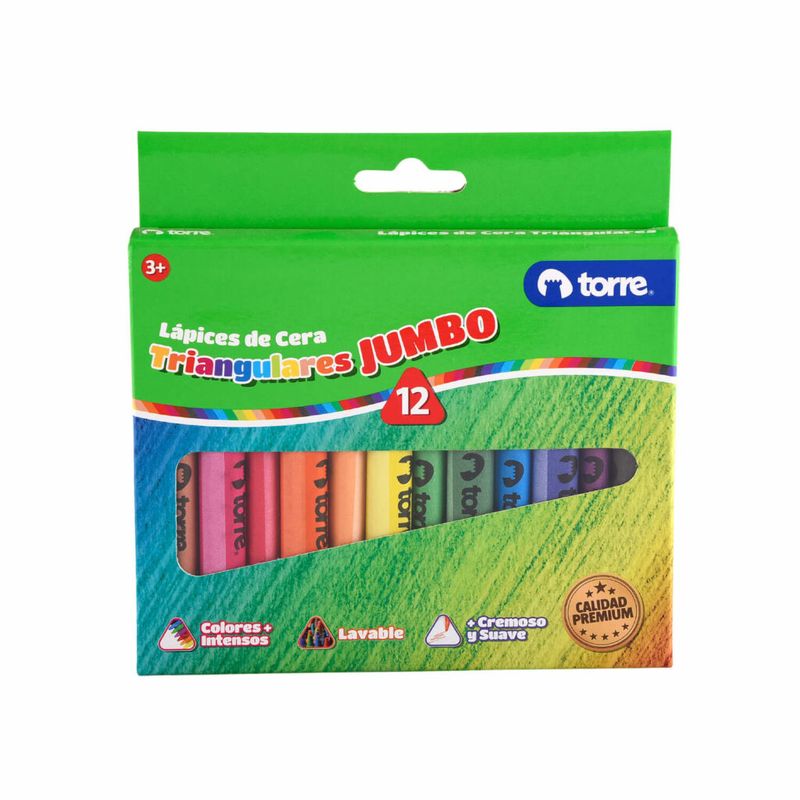 TORRE - Lápices Cera Triangular Jumbo 12 Colores Imagia Torre