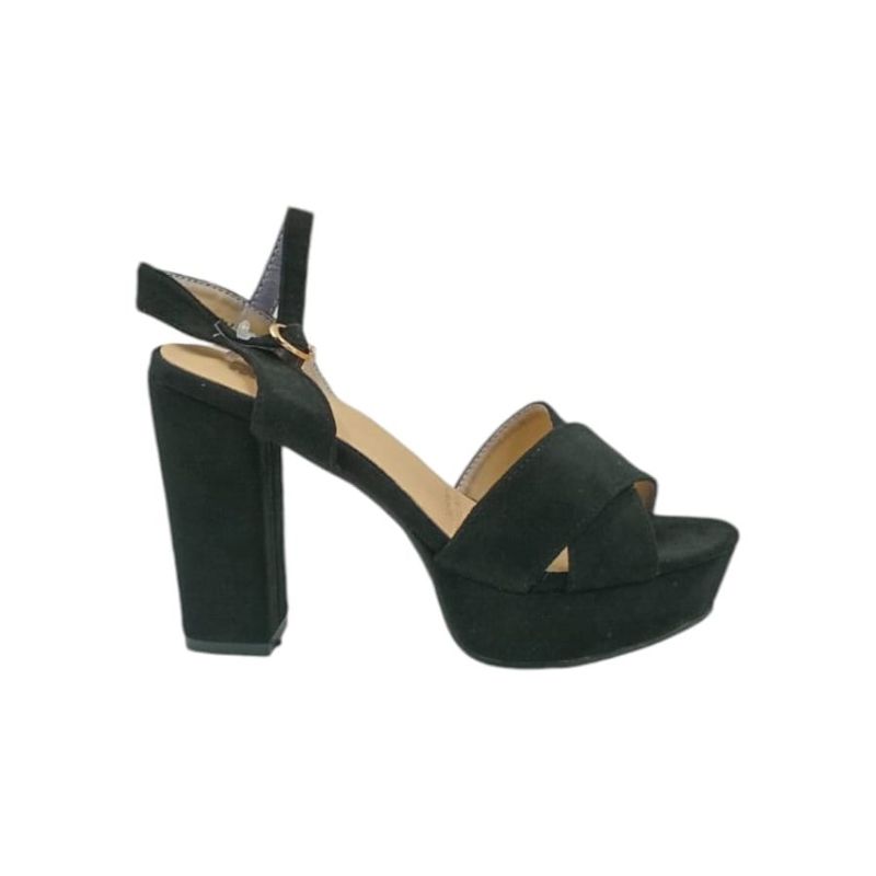 HERIEL - Sandalia Negra Taco Alto
