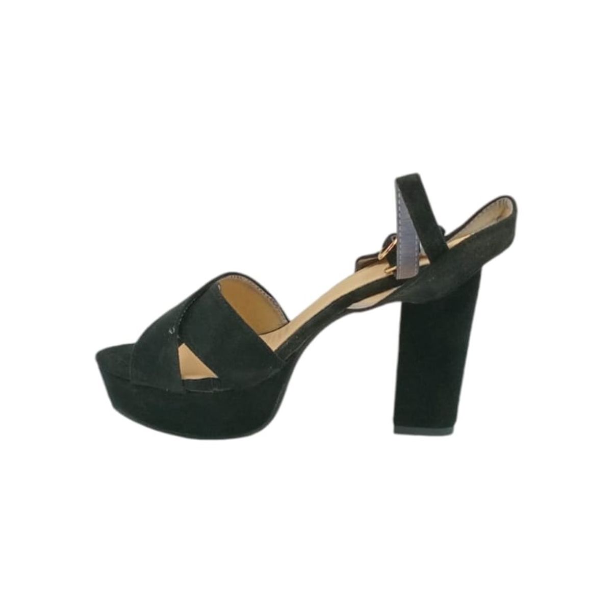 HERIEL - Sandalia Negra Taco Alto