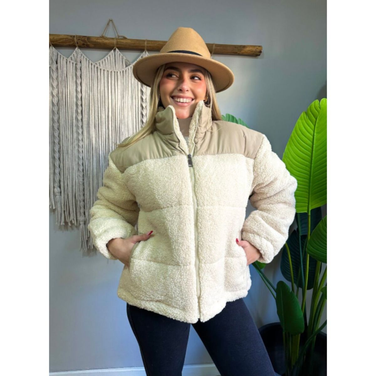 LIKE SHOP - Chaqueta Sherpa Mujer Tipo Corderito Invierno Bolsillos 6088