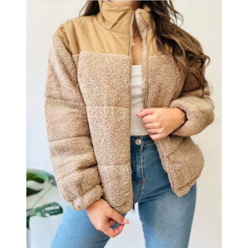 MPROPIA - Chaqueta Sherpa Mujer Tipo Corderito Invierno Bolsillos 6088