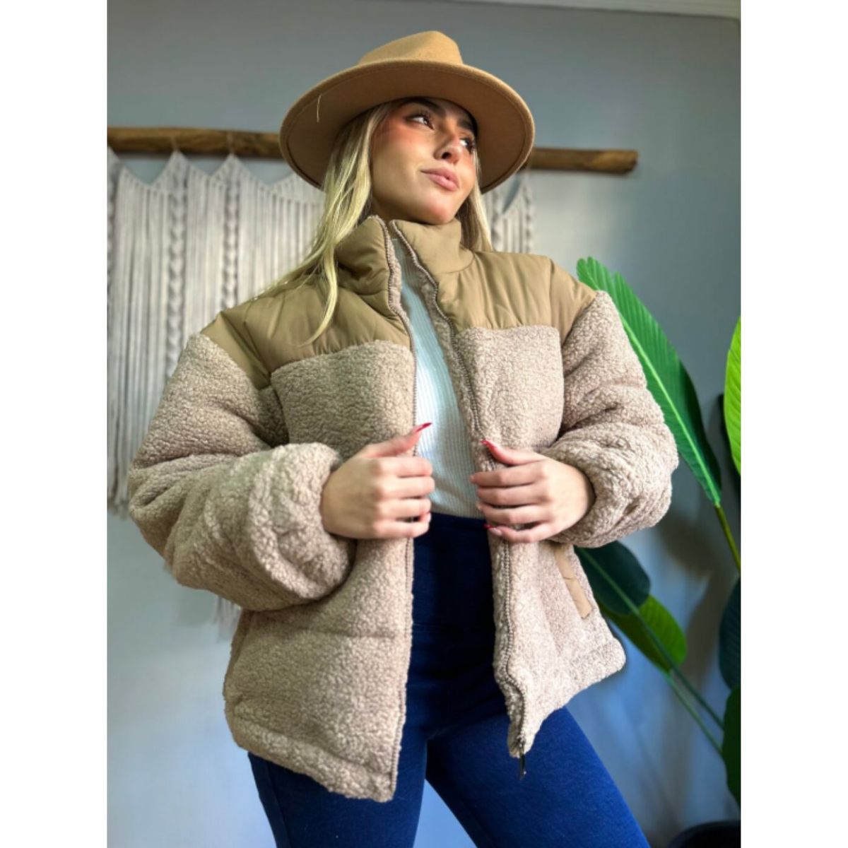 LIKE SHOP - Chaqueta Sherpa Mujer Tipo Corderito Invierno Bolsillos 6088