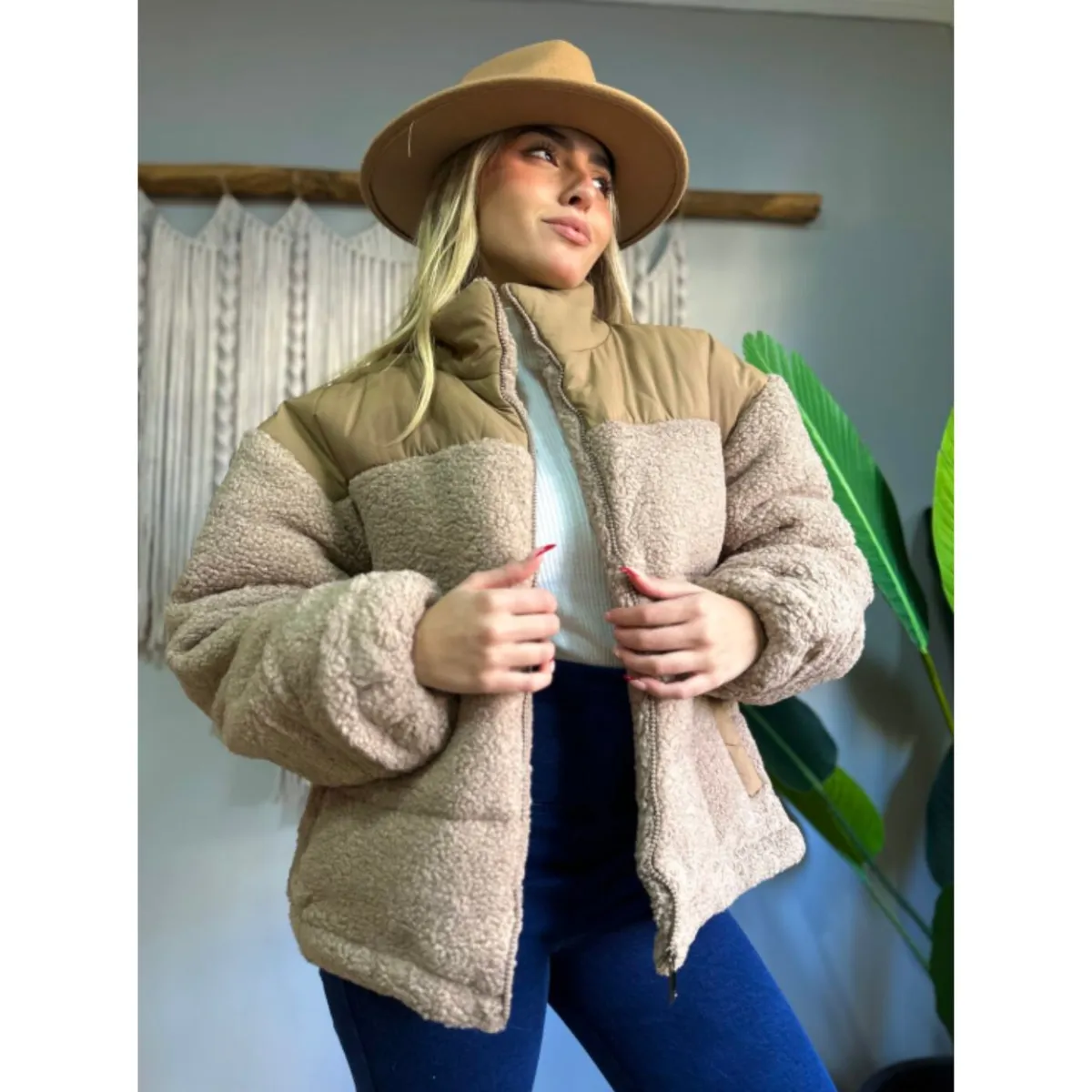 LIKE SHOP - Chaqueta Sherpa Mujer Tipo Corderito Invierno Bolsillos 6088