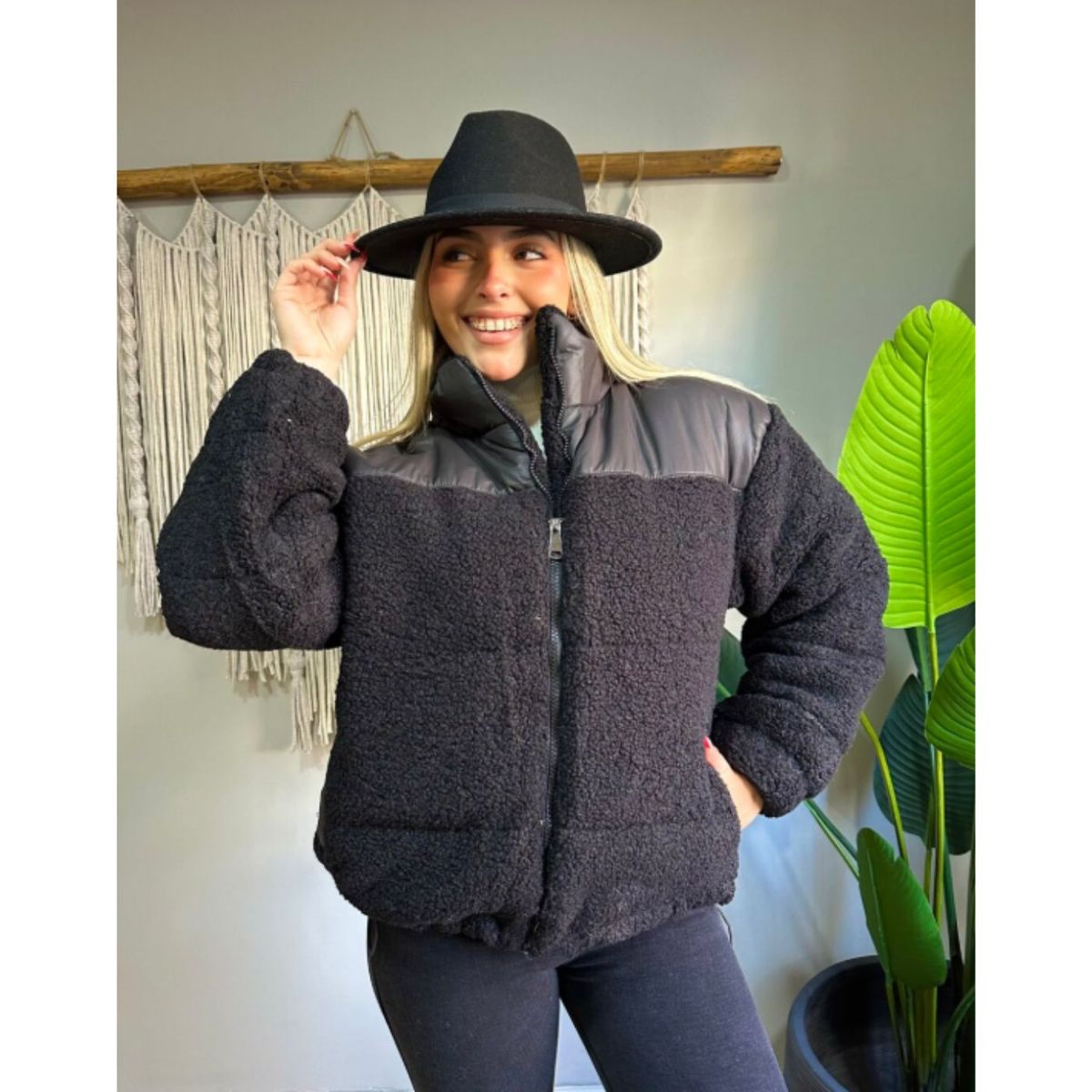 LIKE SHOP - Chaqueta Sherpa Mujer Tipo Corderito Invierno Bolsillos 6088