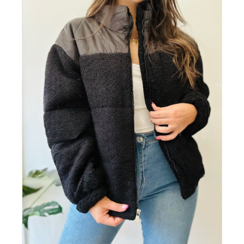 MPROPIA - Chaqueta Sherpa Mujer Tipo Corderito Invierno Bolsillos 6088