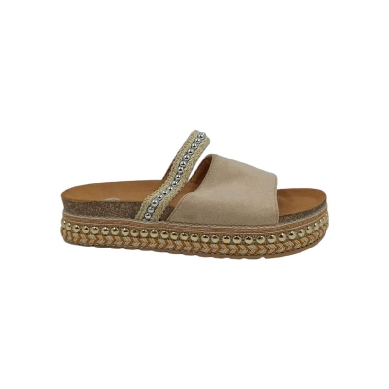 HERIEL - Sandalia Beige Plataforma Mujer.