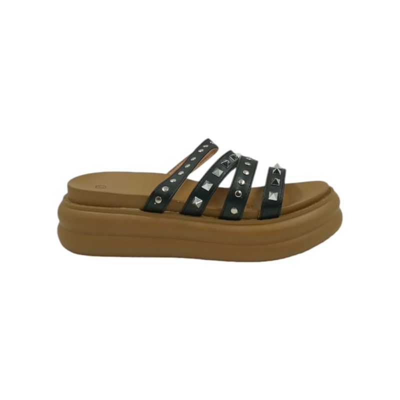 HERIEL - Sandalia Negra Tachas Mujer