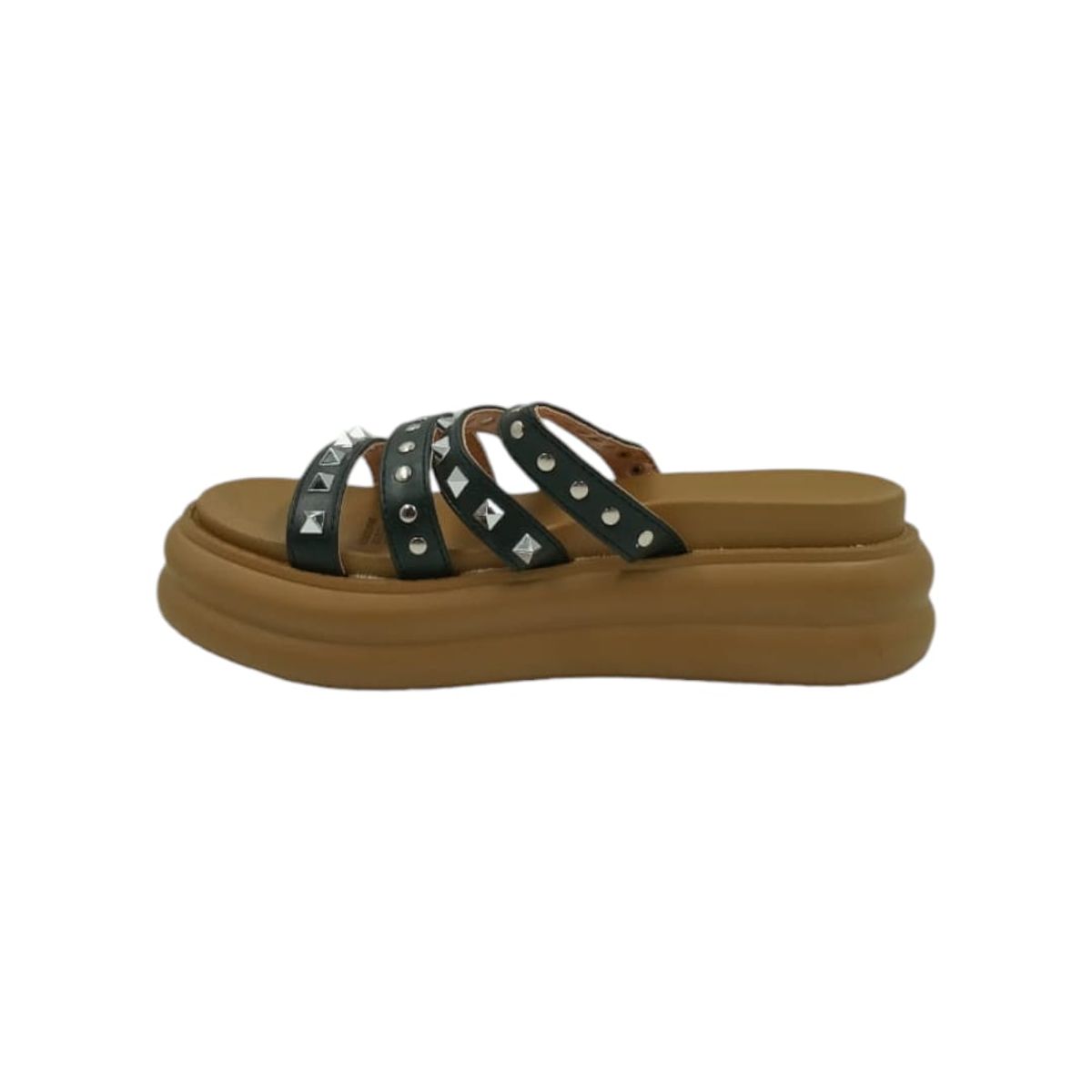 HERIEL - Sandalia Negra Tachas Mujer