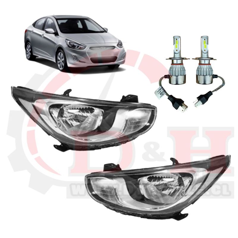 GENERICO - Par ópticos + Led H4  Hyundai Accent RB 5 pin 2011-2014 /1R