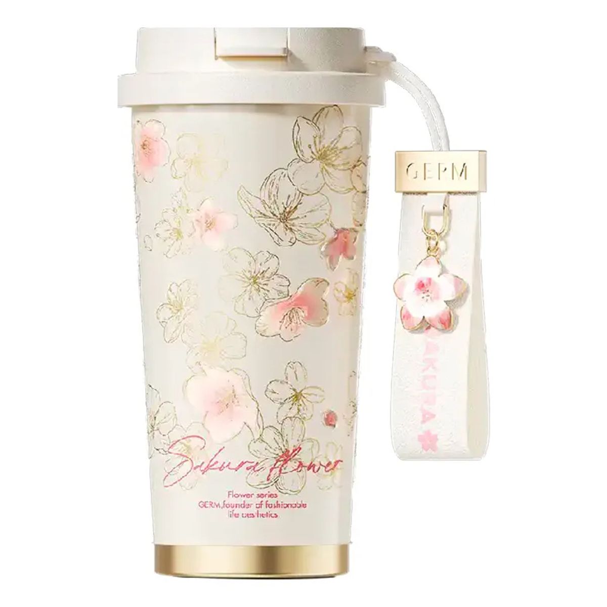 GENERICO - Germ Termo Botella de café Mantiene Frío Caliente 500 ML Sakura Biege