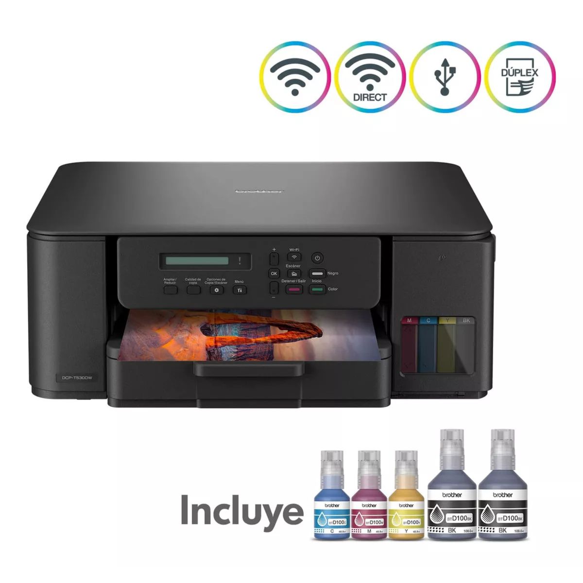 BROTHER - Impresora Multifuncional DCP-T530DW Color Wifi