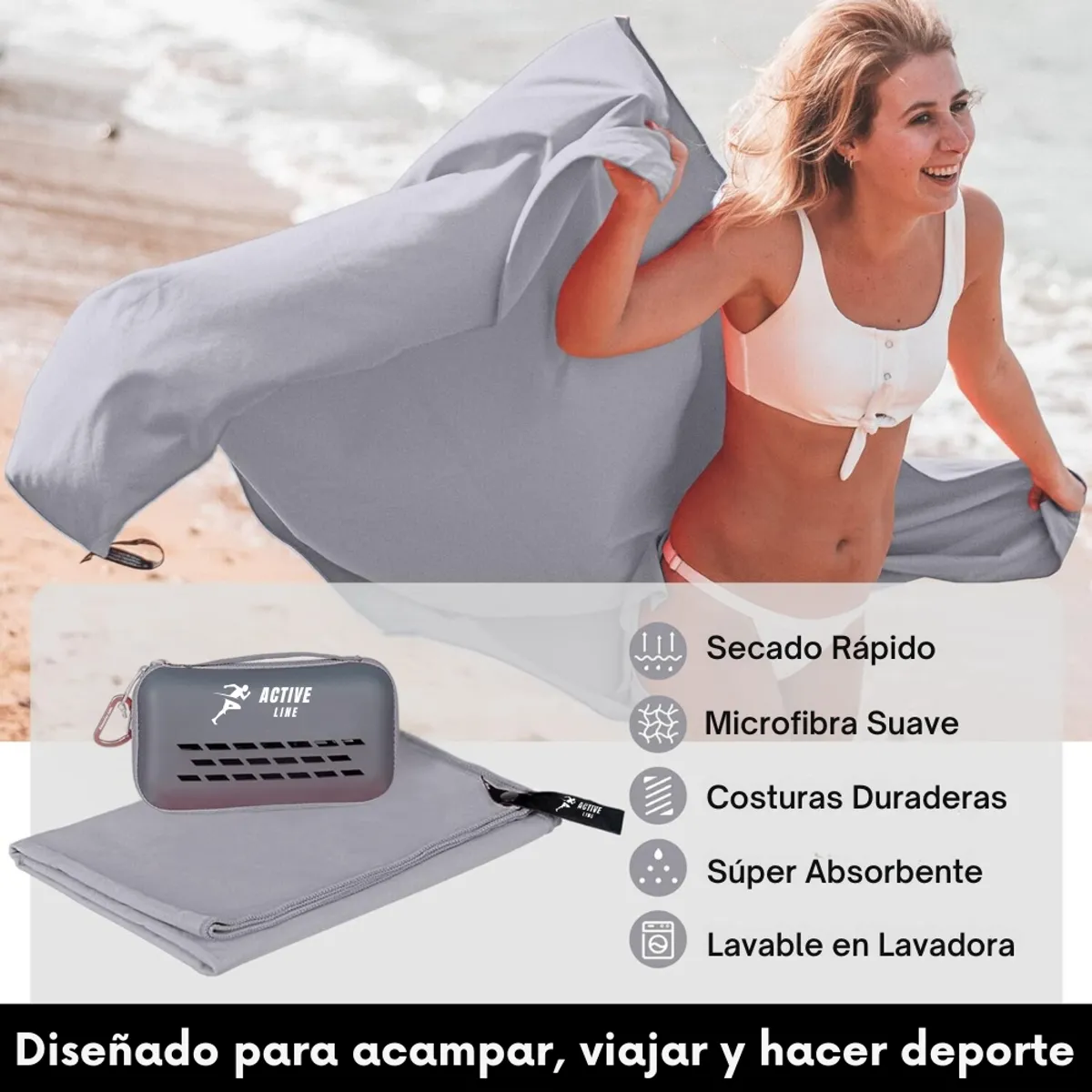 HAZ TU CLICK - Toalla Baño Viaje De Microfibra De Secado Rápido, 3 Pcs