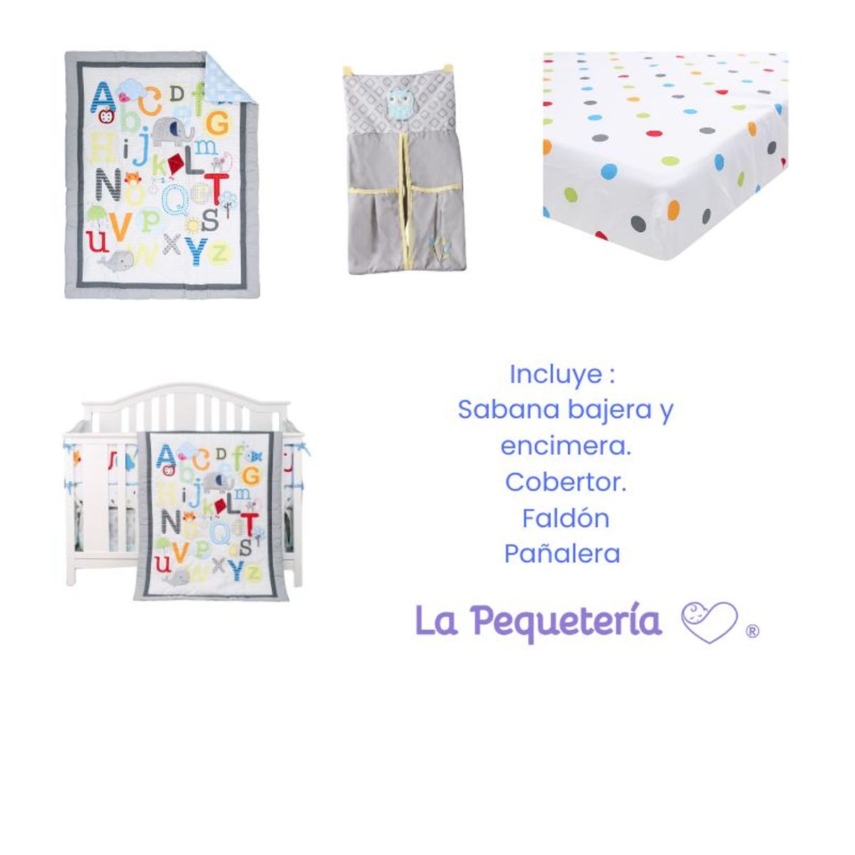 LA PEQUETERIA - Set Ropa de cuna 5 piezas
