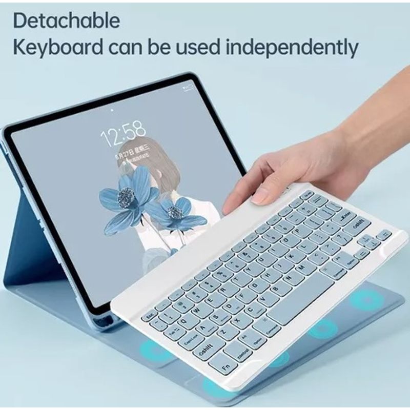 GENERICO - FUNDA CELESTE CON TECLADO MAGNETICO PARA IPAD PRO 10.5.