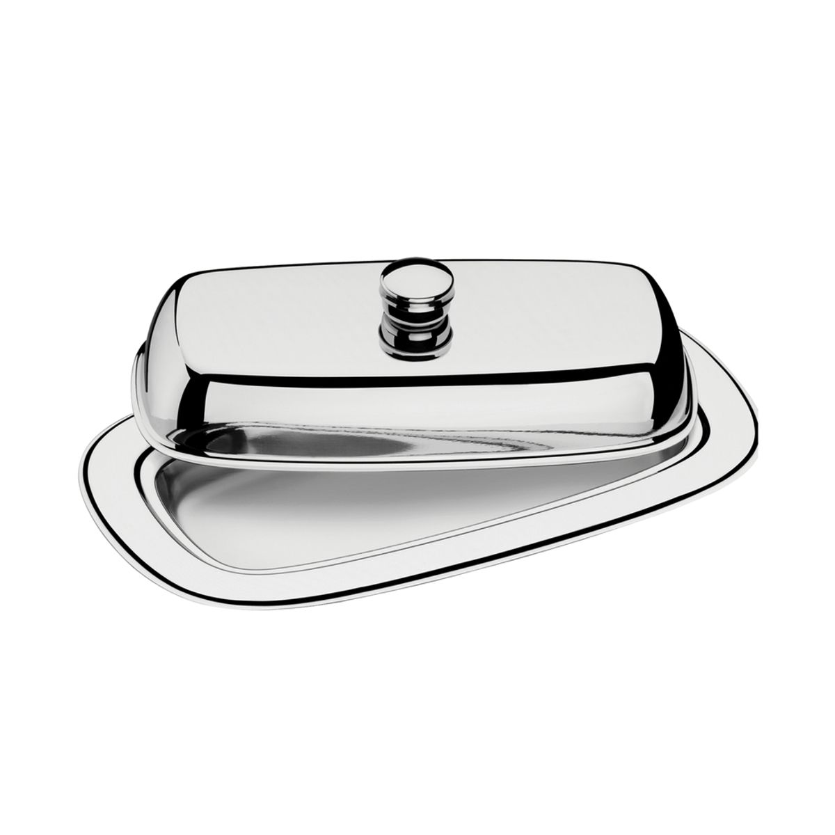 TRAMONTINA - Mantequillera rectangular Service  de acero inoxidable con tapa Tramontina