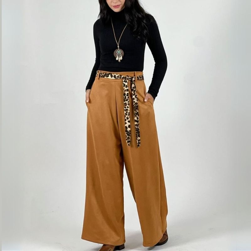 ARRAKASTA - Pantalón de gamuza con cinturón