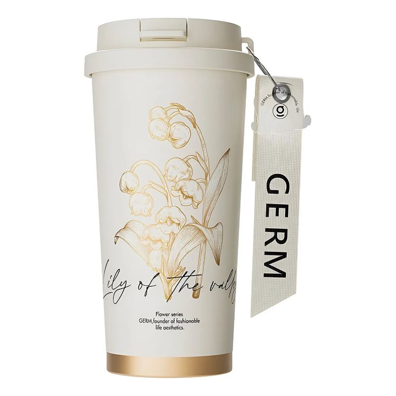 GENERICO - Germ Termo Cup Con Pañuelo de Seda Set Frío O Caliente 500ml blanco