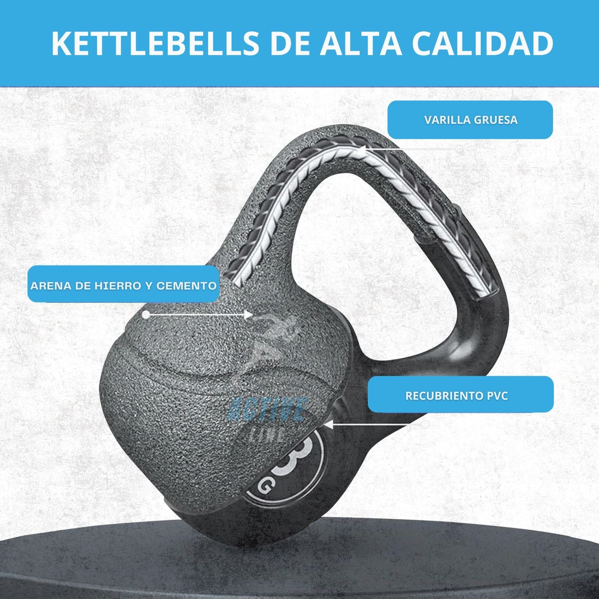 GENERICO - Pesa Rusa Kettlebell 8kg Entrenamiento  Crossfit  Fitness Color Negro
