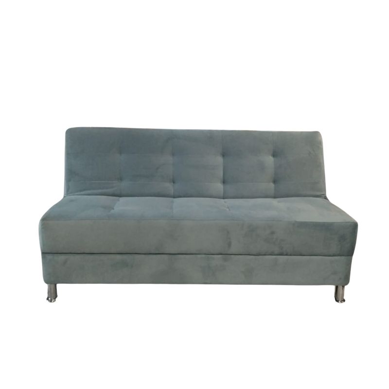 MUEBLES HVM - Futon Cama Baul Patagonia 15P Azul petroleo  felpa Pmadera.