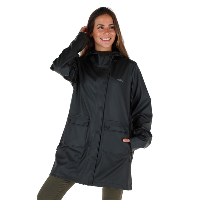 BUFFALO CHILE - Impermeable Raincoat Mujer Negro Buffalo.