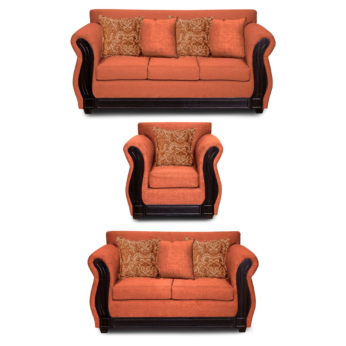 ADONIS LEUDH - Living 3+2+1 Caburgua Tela Lisa Naranja